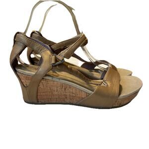 Teva‎ Womens Brown Leather Open Toe Wedge Espadrille Sandals Size 9 US